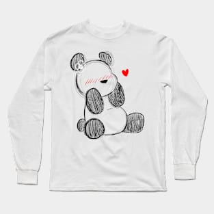 Blushing Panda (Black) Long Sleeve T-Shirt